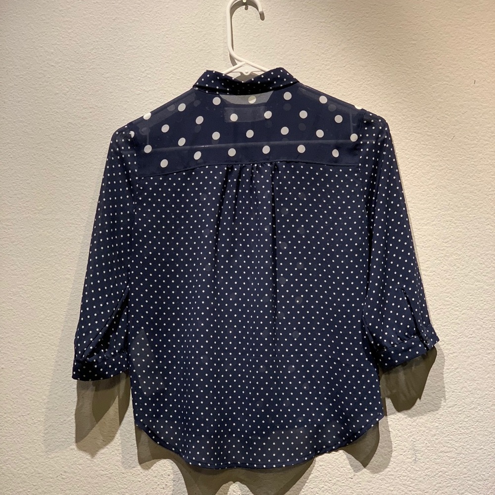 Polkadots Sheer Navy Blue Blouse